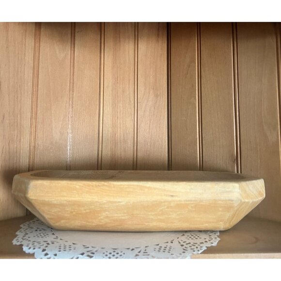 Vintage Handcrafted Wooden Dough Bowl Rustic Farmhouse Decor Bread Baking - Picture 6 of 6